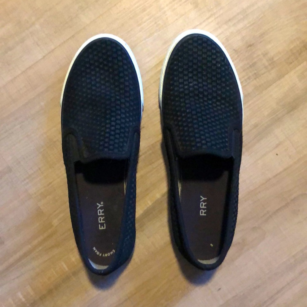 Sperry brand black slip on sneaker